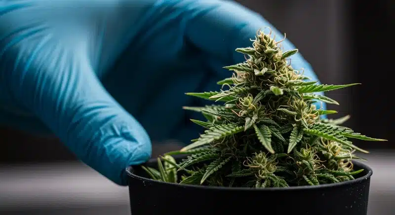 Flor de cannabis utilizada para analizar la huella genética.