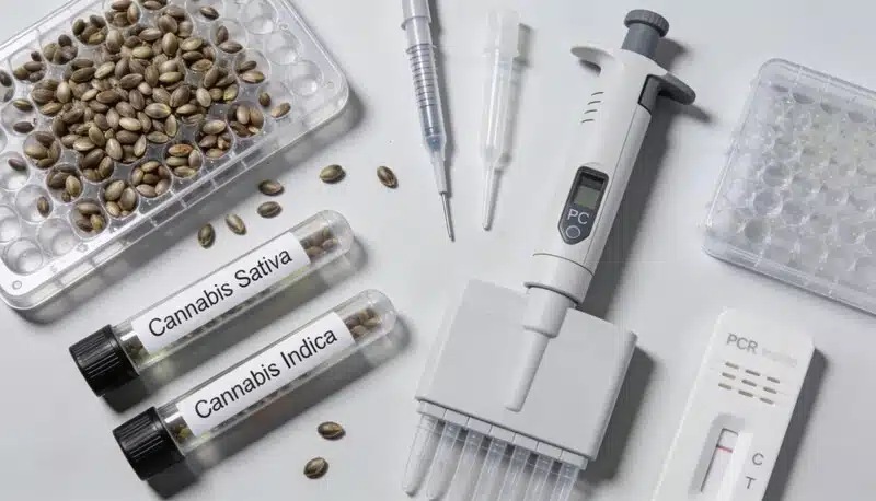 Mejoramiento genético de cannabis con marcadores moleculares y pruebas PCR.