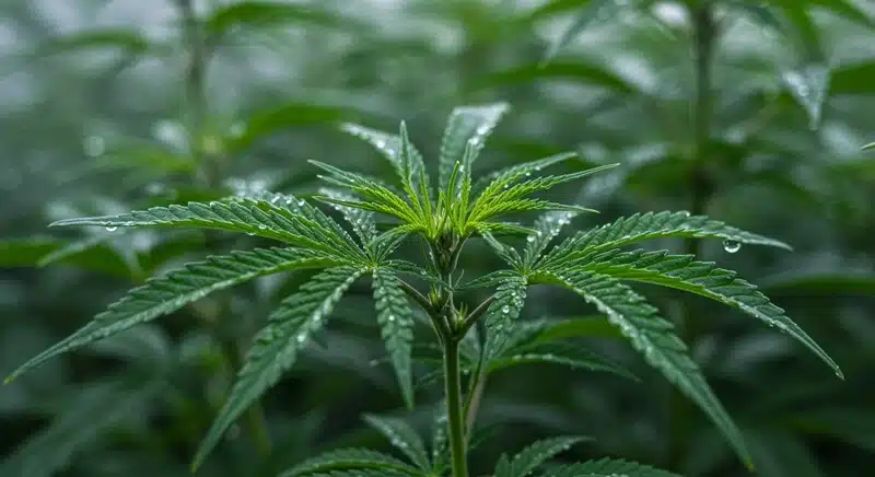 Planta de cannabis utilizada para análisis de ADN y verificación genética.