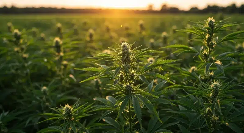 Cultivo de cannabis utilizado en estudios de genética molecular.