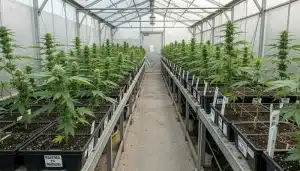 Semillas de cannabis mal etiquetadas en sala de cultivo interior.