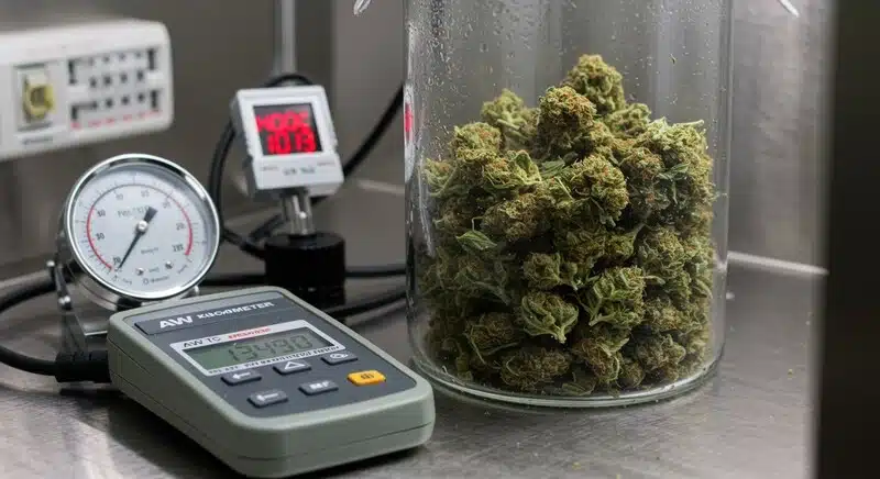Mantener viables las semillas de cannabis durante años mediante almacenamiento con humedad controlada.