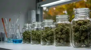 Curva de estabilidad de cannabinoides en cannabis almacenado.