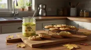 Galletas elaboradas con cannabutter y mantequilla de cannabis en una receta de comestibles caseros.