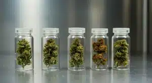 Conservación de cannabinoides en cogollos de cannabis almacenados.