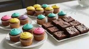 Snacks de marihuana como brownies y cupcakes elaborados con cannabis para comestibles caseros.