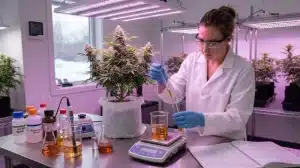 Análisis de una planta de cannabis Alien GG Regular en laboratorio de cultivo.