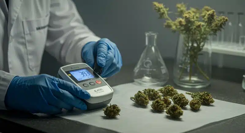 Análisis de cogollos de cannabis para detectar riesgos microbianos por exceso de riego.
