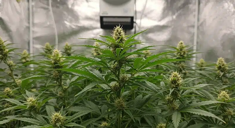 La humedad elevada, una ventilación insuficiente y el exceso de densidad entre plantas son algunos de los factores que aumentan el riesgo microbiano en el cannabis. 