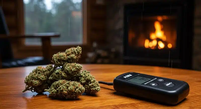 Controlar la actividad de agua (aw) durante el secado y curado del cannabis ayuda a prevenir la proliferación de mohos, levaduras y bacterias.