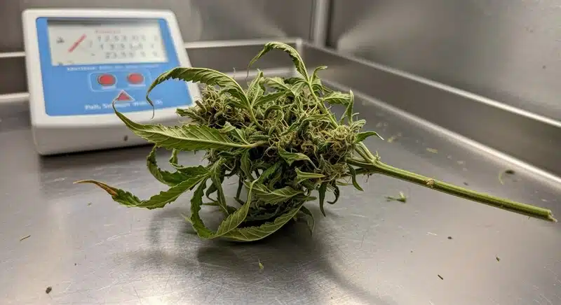 Técnicas LST para reducir zonas de riesgo microbiano en plantas de cannabis con control de calidad tras la cosecha.