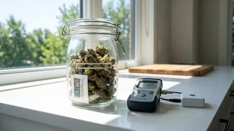 Las flores de cannabis se preparan para su evaluación mediante qPCR y métodos de cultivo, dos técnicas utilizadas para detectar contaminación microbiana.