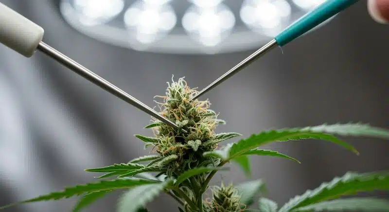 Cómo desinfectar carpas y salas de cultivo utilizando herramientas limpias para manipular plantas de cannabis.
