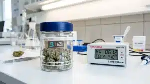 Muestra de cannabis preparada para comparar qPCR vs métodos de cultivo en análisis microbiano.