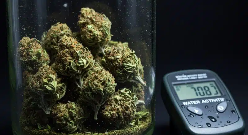 Las mejores variedades de cannabis resistentes al moho con control de la actividad de agua para conservar los cogollos..