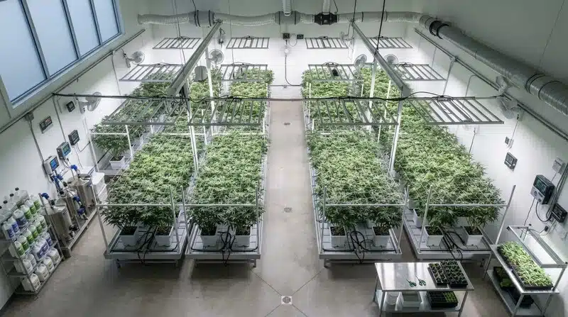 Cultivo interior de cannabis bajo iluminación controlada y cómo la luz afecta a concentrados y extractos.