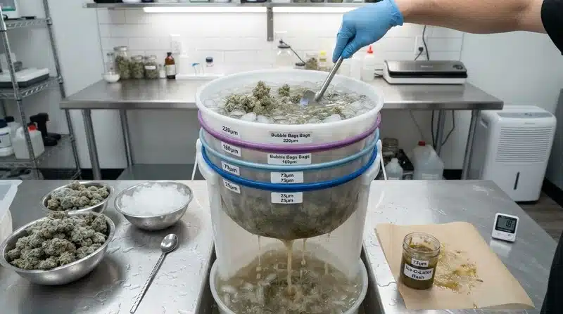 Ice O Lator para extracción de resina de cannabis con agua y hielo.