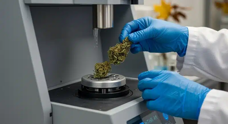 Análisis de muestras para estudiar los microbios endófitos en el cultivo de cannabis.