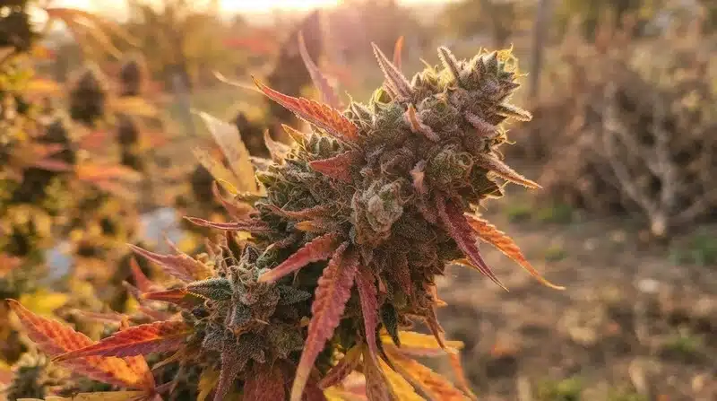 Cosecha de variedades ricas en resina con baja susceptibilidad al moho en cultivo exterior.