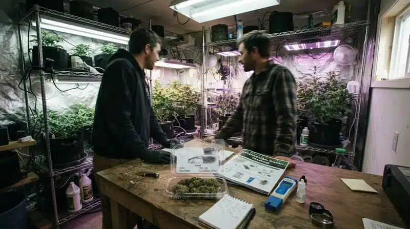 Revisión de flores Green Poison en cultivo interior.