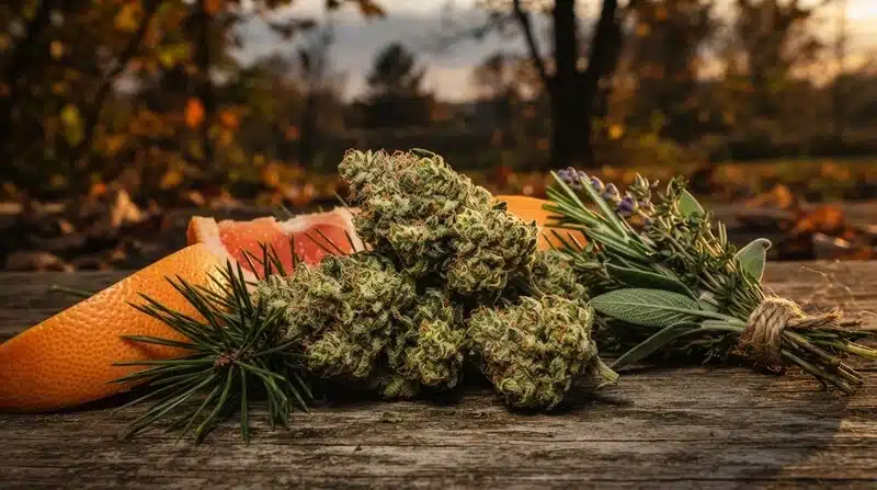 Terpenos cannabis con limoneno, pineno, linalool y cariofileno.